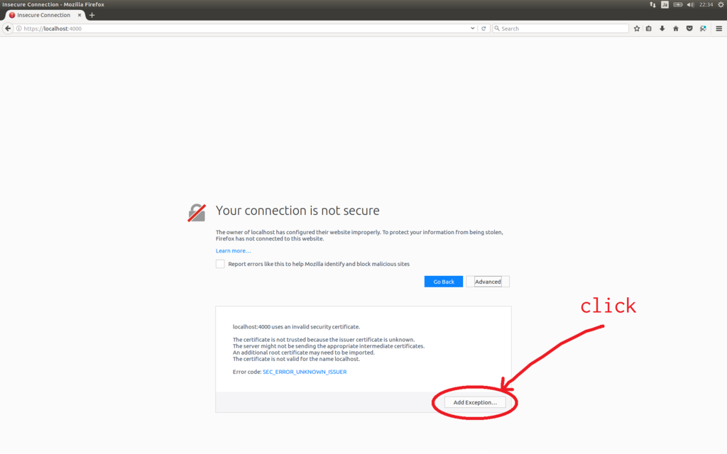'Your connection is not secure'と表示されている